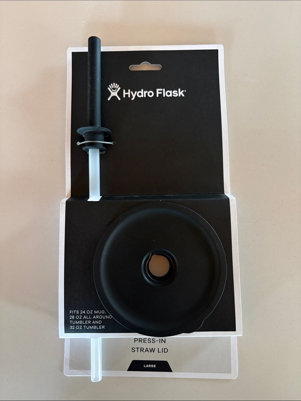Hydro Flask Press-In Straw Lid in Black with Black Straw